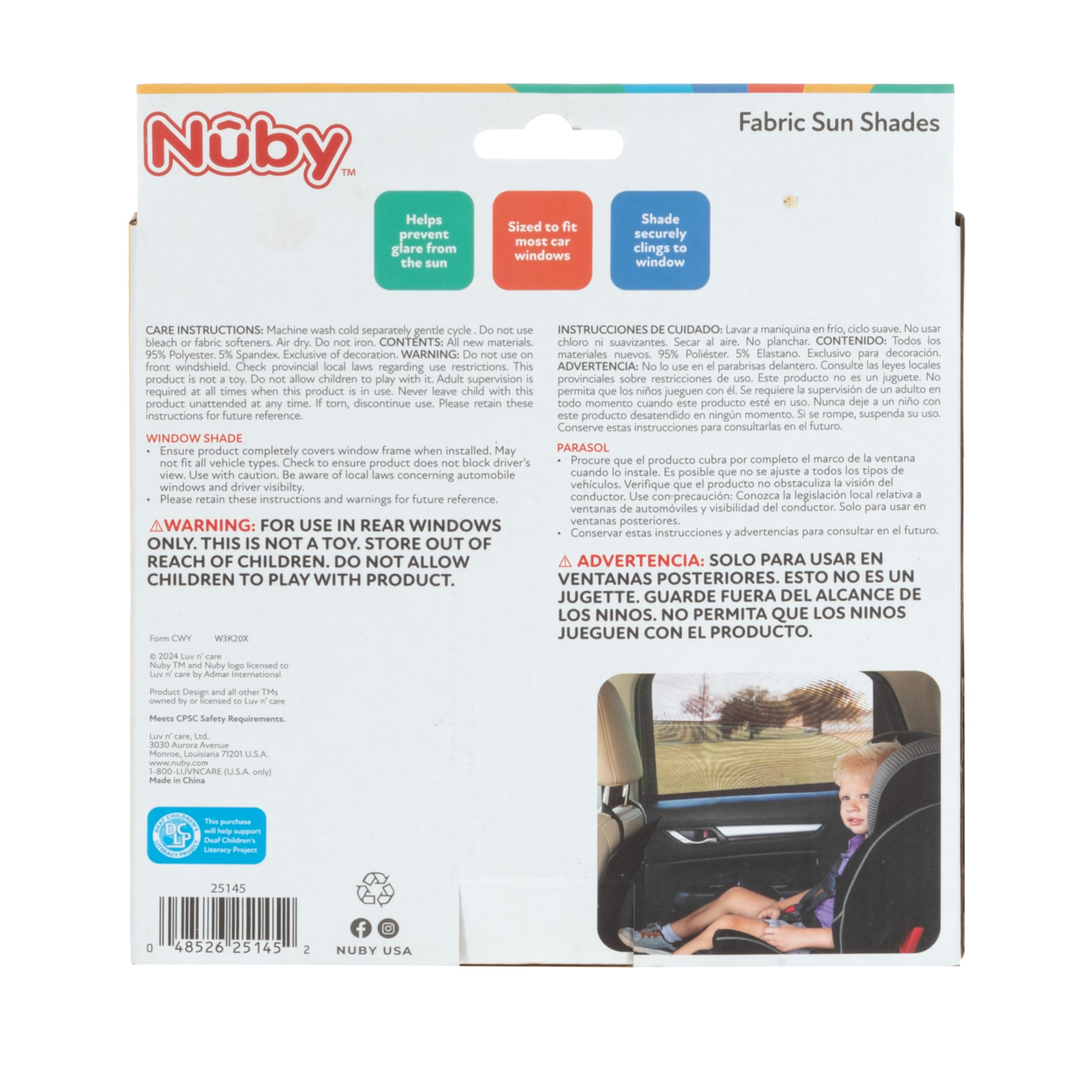 Nuby 2-Pack Car Seat Sunshade for Baby | Breathable Mesh Window Shade Blocks UV Rays & Bugs | Keeps Car Cool with Fresh Air Flow | Perfect for Road Trips & Summer Driving (Black)