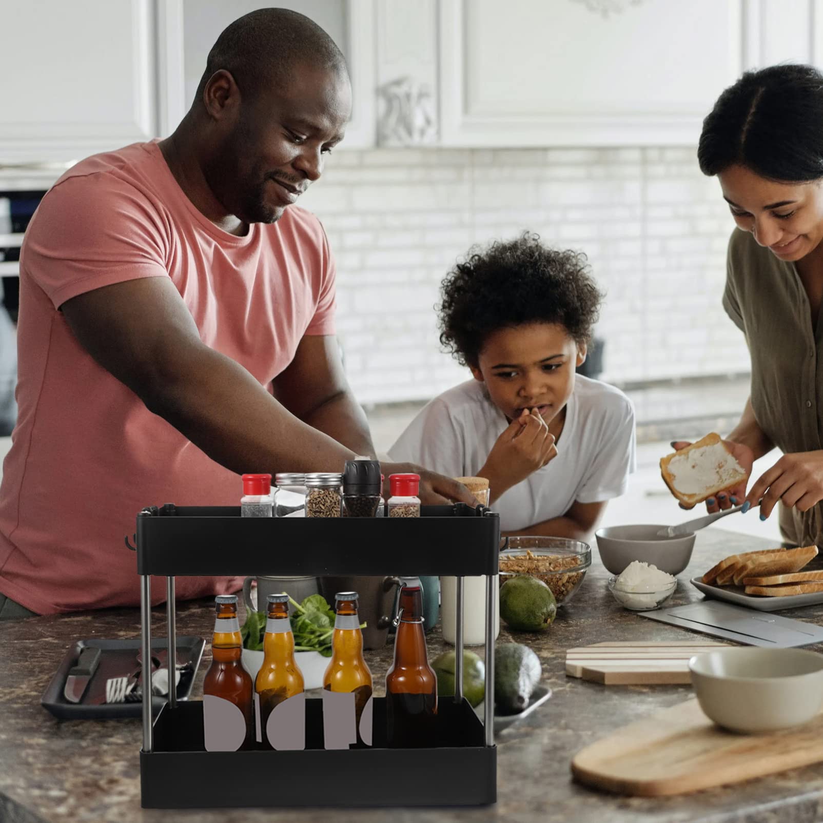 Hemoton 1-Piece Multipurpose Kitchen Storage Rack - Space Saving Spice Organizer Shelf for Bottles, Jars & Seasonings - Perfect for Pantry, Countertop & Cabinet Organization