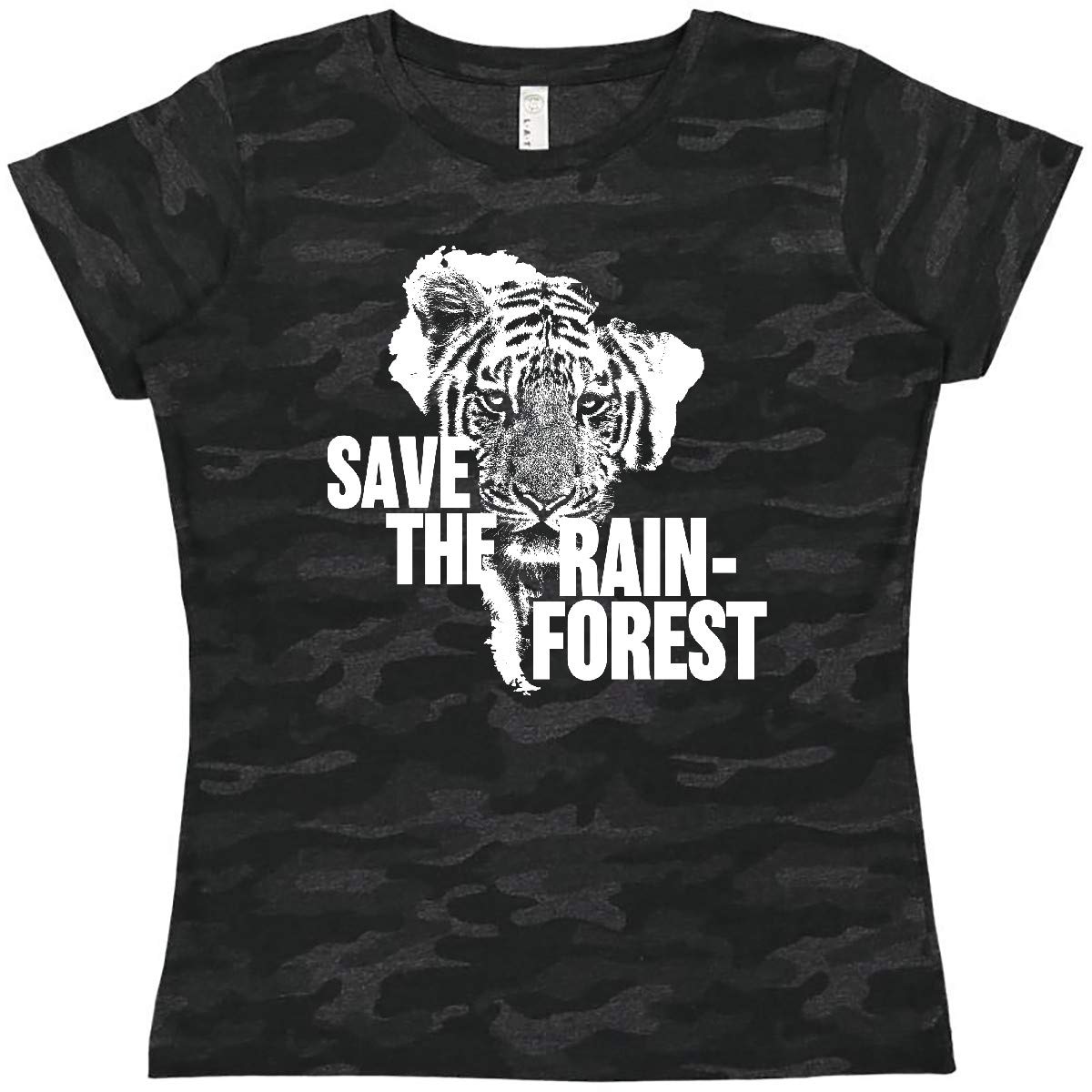 Save The Rainforest Tiger - Eco-Friendly Women's T-Shirt | South America Wildlife Conservation Tee | Casual Wear & Environmental Awareness