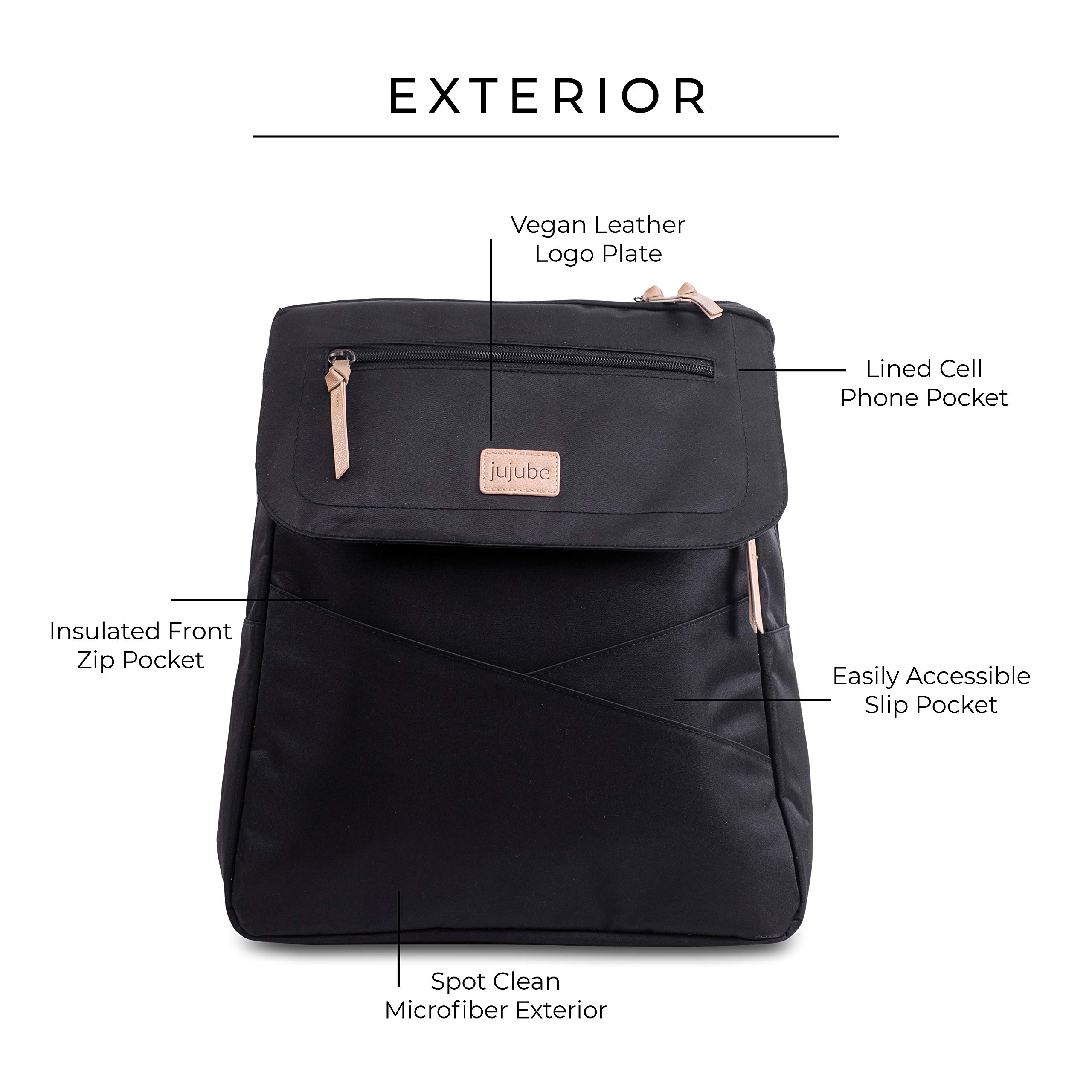 JuJuBe Convertible Diaper Bag Backpack & Messenger Bag - 4-in-1 Multi-Functional Baby Travel Bundle with Insulated Bottle Pockets & Changing Pad | Durable, Stylish & Spacious for Moms | Perfect for Daycare, Travel & On-the-Go Parenting (Black)