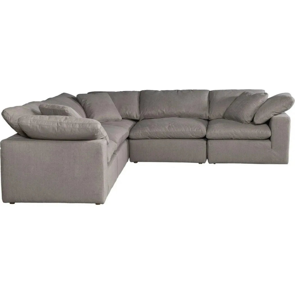 5-Piece Performance Terra Grey Modular Sectional Sofa Set - Perfect for Living Room, Lounge & Family Gatherings