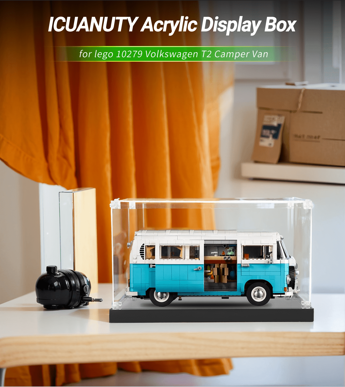 Lego Volkswagen T2 Camper Van 10279 Display Case - Premium Acrylic Showcase for Collectible LEGO Sets - Perfect for Home Decor, Office Display & Gift Giving