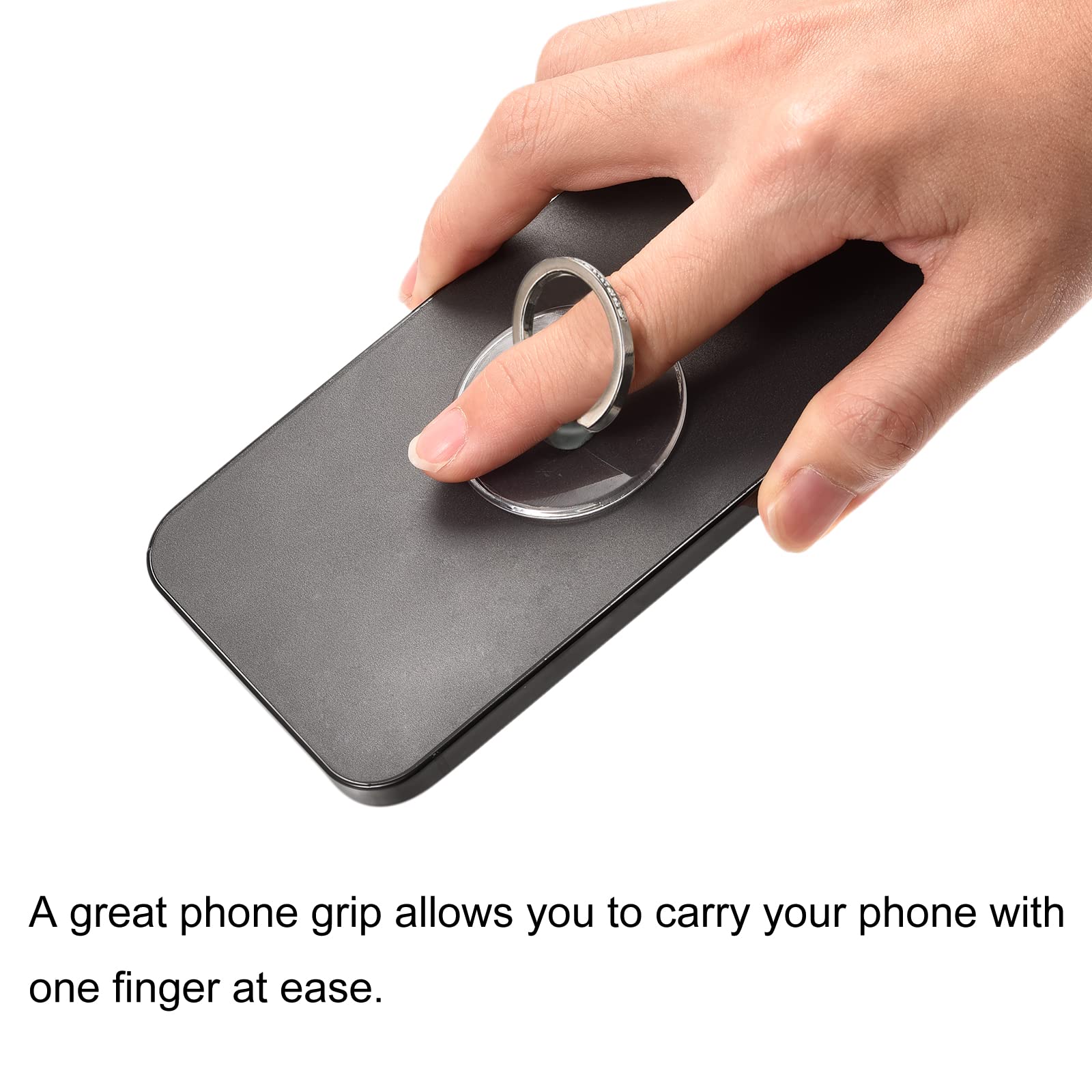 uxcell Clear Phone Ring Holder - Diamond Transparent Finger Grip Stand for Smartphone, Case & Tablet (2-Pack Round Shape) - Perfect for Hands-Free Viewing, Secure Grip & Multi-Angle Browsing