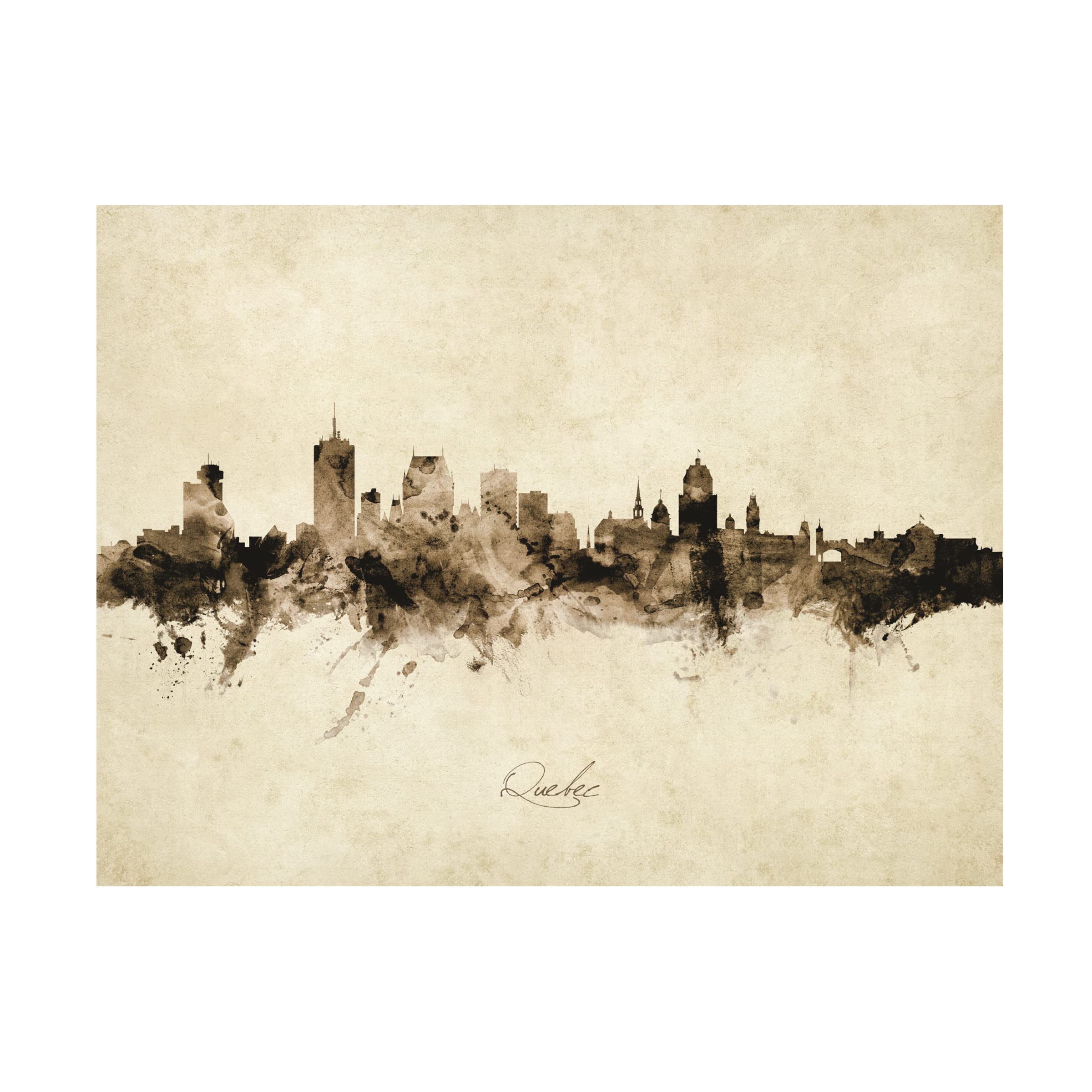 Michael Tompsett Quebec Canada Skyline Vintage Canvas Art Print - Premium Wall Decor for Living Room, Bedroom & Office