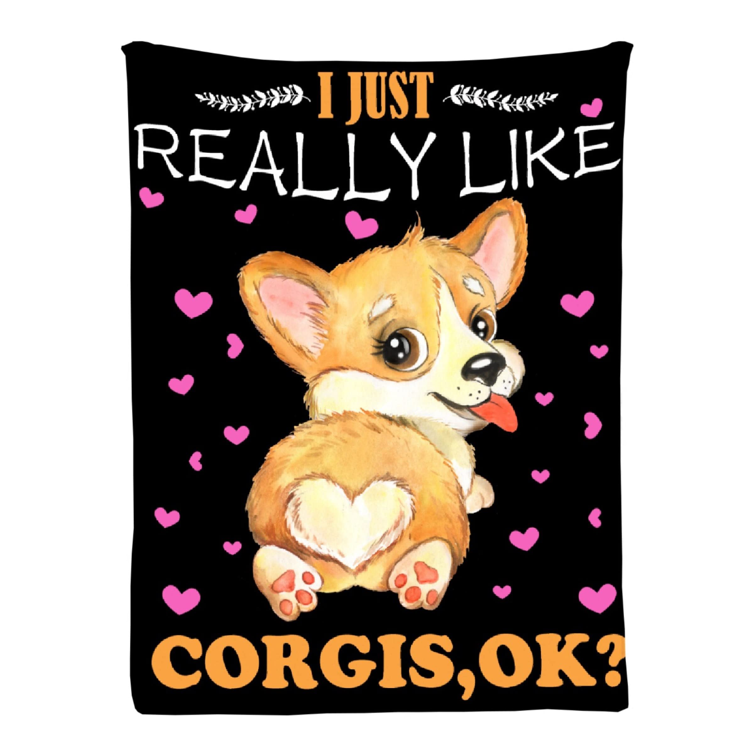 Ottoy I Just Really Like Corgis Super Soft Micro Fleece Blanket - Cute Corgi Dog Lover Plush Throw 120