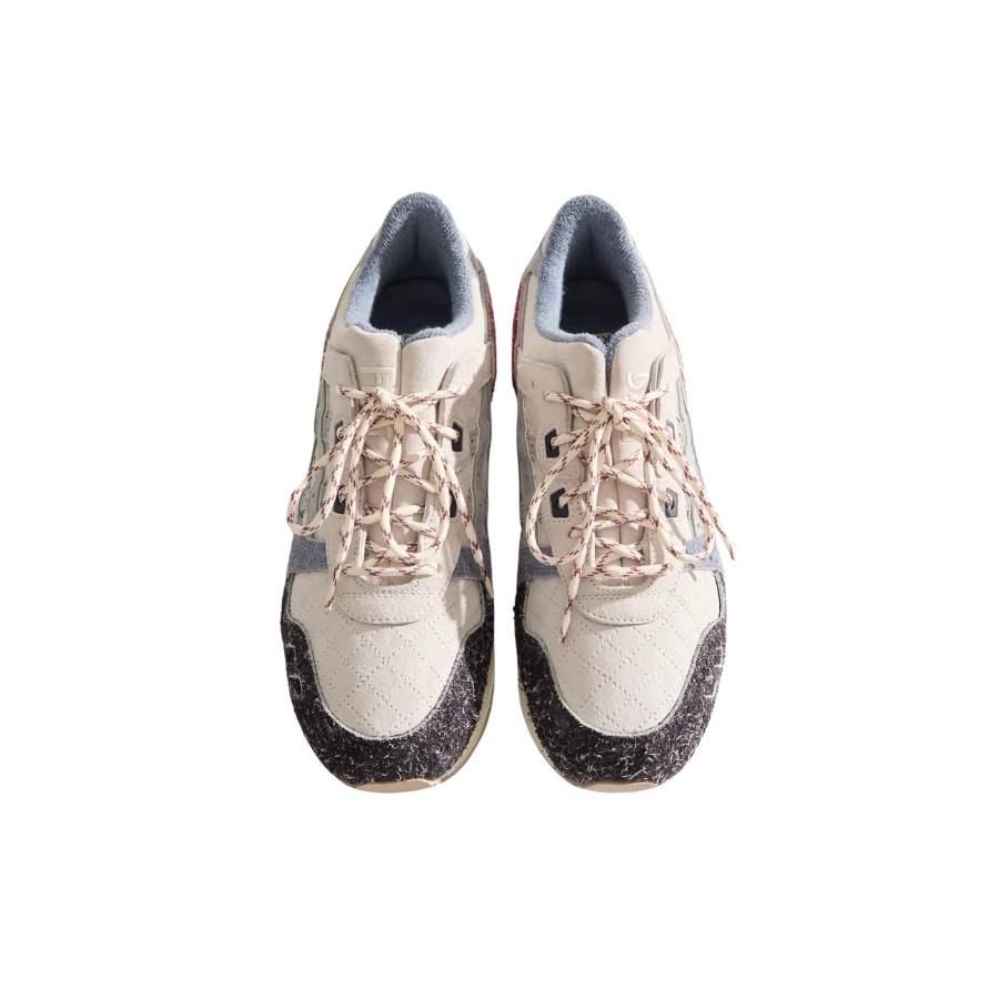 ASICS Gel Lyte III Remastered Running Shoes - Kith Seoul Edition in Off White, Black, Chambray & Red | Stylish Sneakers for Men's Casual Wear, Jogging & Street Fashion
