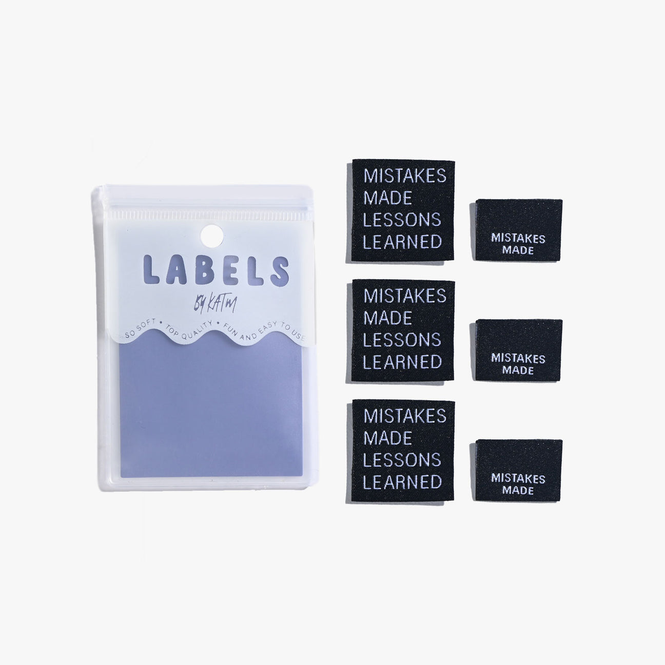 Kylie and the Machine - 6 Pack Sew-In Clothing Labels for DIY Garments & Crafts | Learn from Mistakes & Lessons | Perfect for Handmade Gifts, Quilting & Fabric Projects