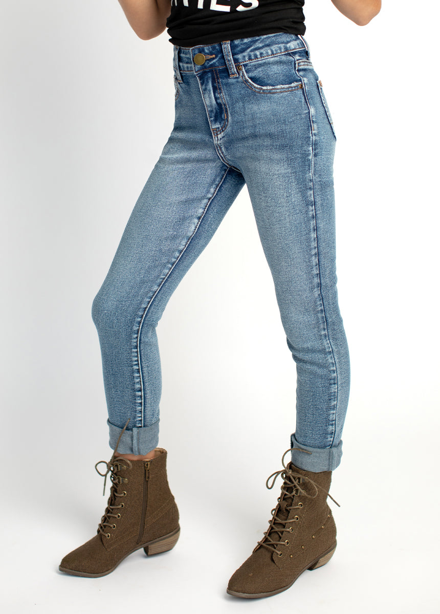 Distressed Indigo Skinny Jeans for Women - Dark Wash Slim Fit Denim Pants | Perfect for Casual Outfits & Streetwear Fashion