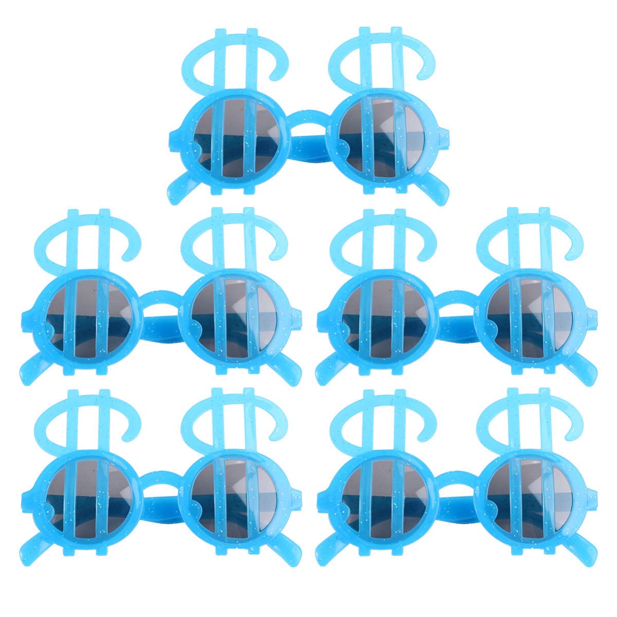 Trendy Blue Dollar Sign Sunglasses for Kids - 5 Pack Fun Party Glasses for Birthday Celebrations, Holiday Events & Costume Props - Perfect for Themed Parties, Photo Booths & Festive Gifts