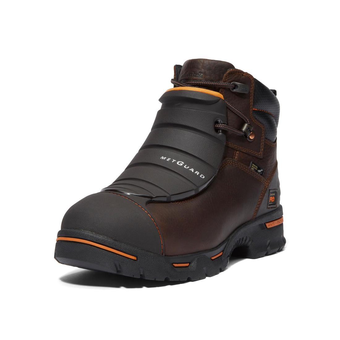 Endurance 6 Inch Steel Toe PR Met Guard Work Boots for Men - Brown Safety Shoes for Construction, Warehouse & Industrial Work