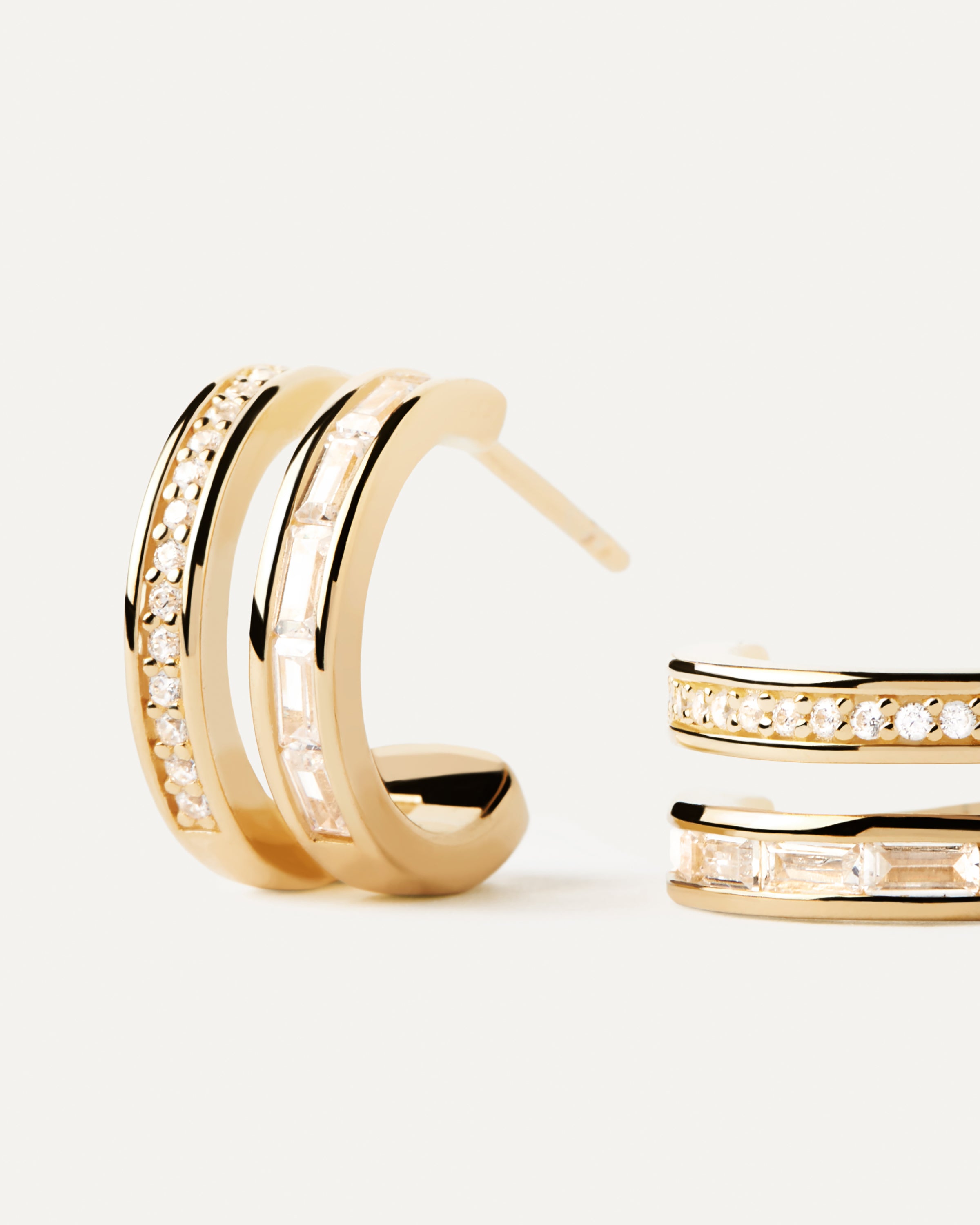 Bianca Double Band Hoop Earrings for Women - 14K Gold Plated Dainty Minimalist Hoops - Perfect for Everyday Wear, Office & Date Night
