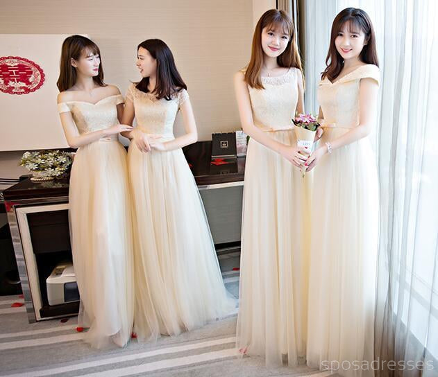 Elegant Lace Tulle Long Bridesmaid Dresses - A-Line Floor Length Formal Gowns for Weddings, Prom & Special Occasions | Style BD003