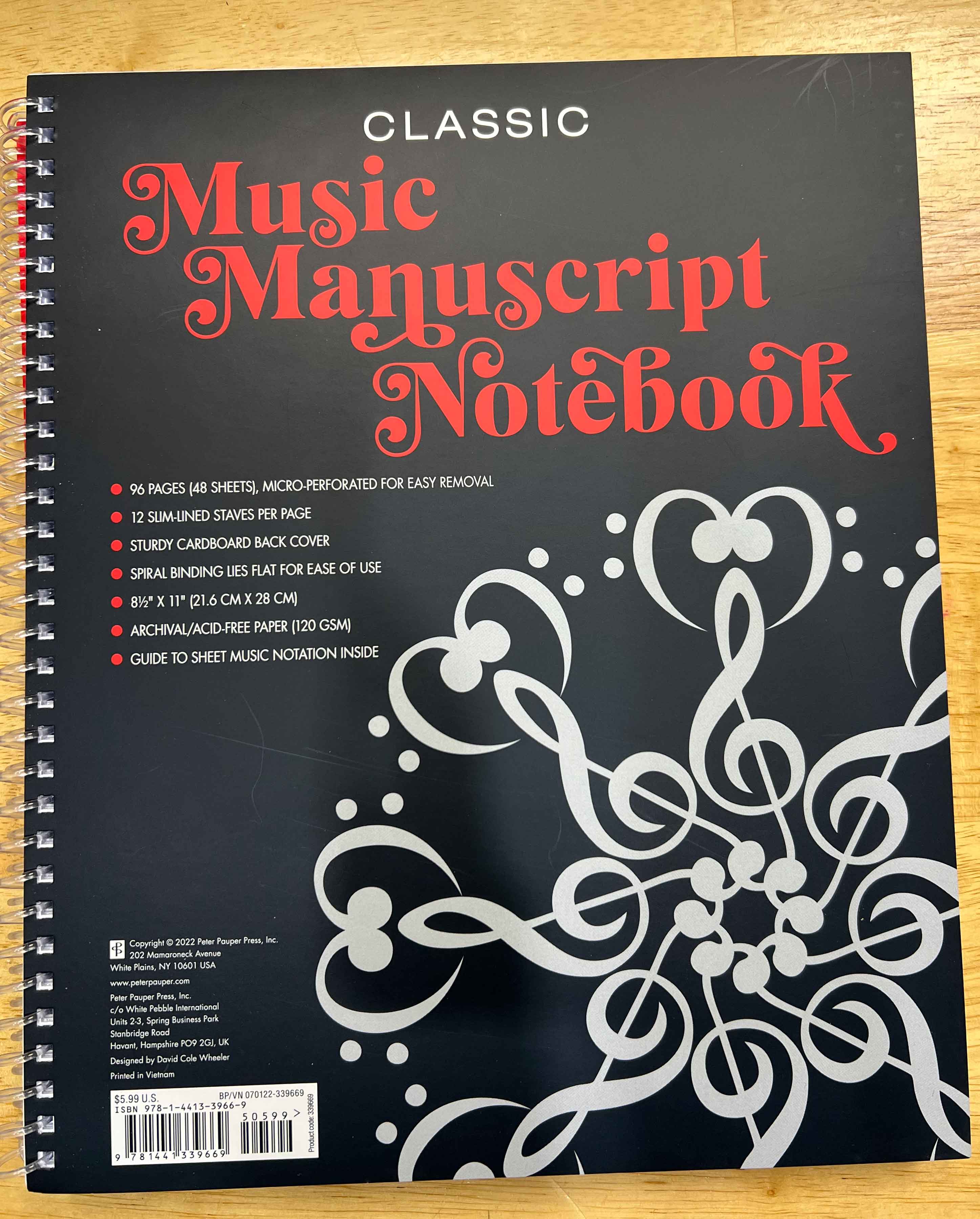 Professional Music Manuscript Paper Notebook - 12 Stave Sheets for Composing & Songwriting - Perfect for Musicians, Students & Teachers - Ideal for Piano, Guitar & Vocal Music Composition