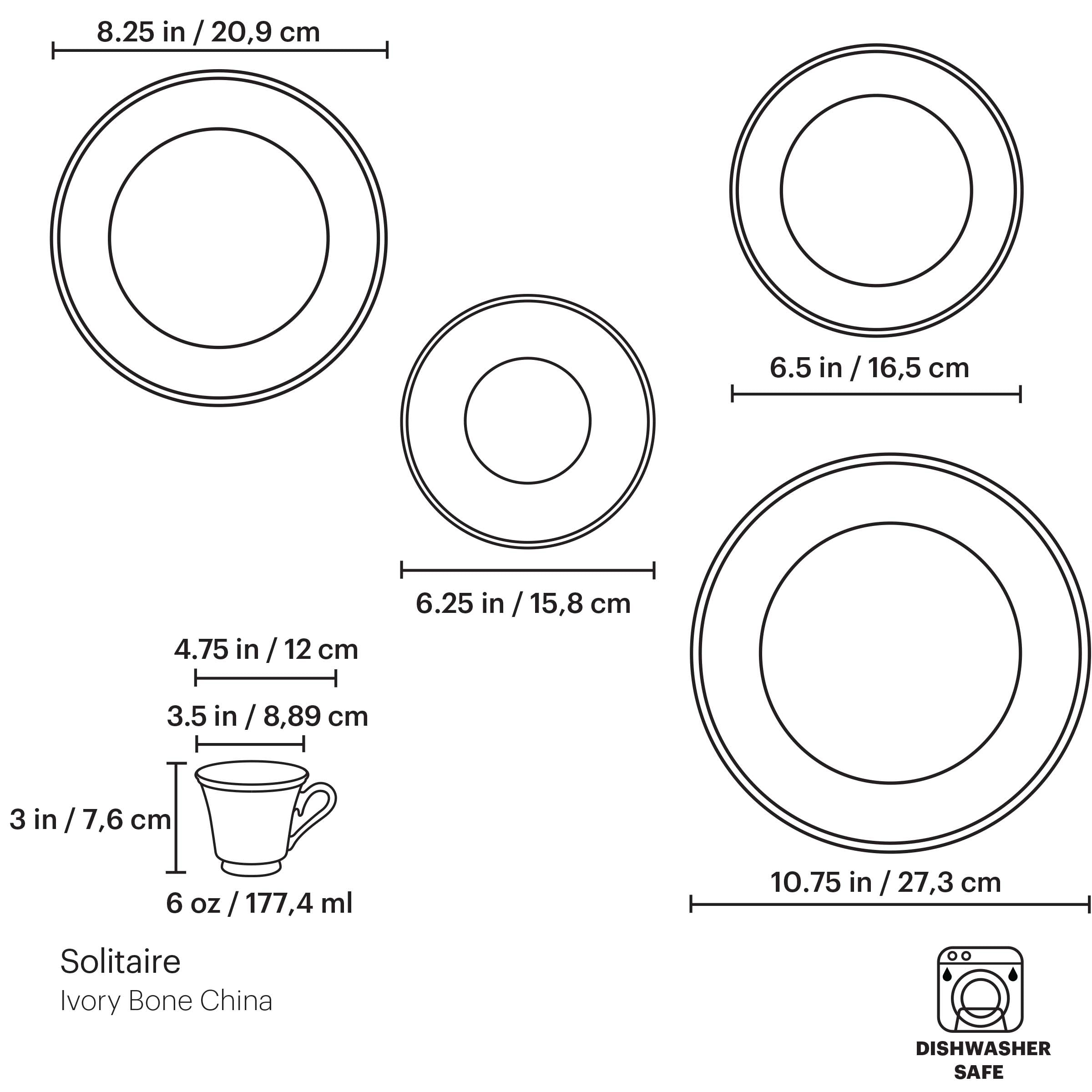 Solitaire 5-Piece Place Setting - Elegant Dinnerware Set for Formal Dining & Special Occasions