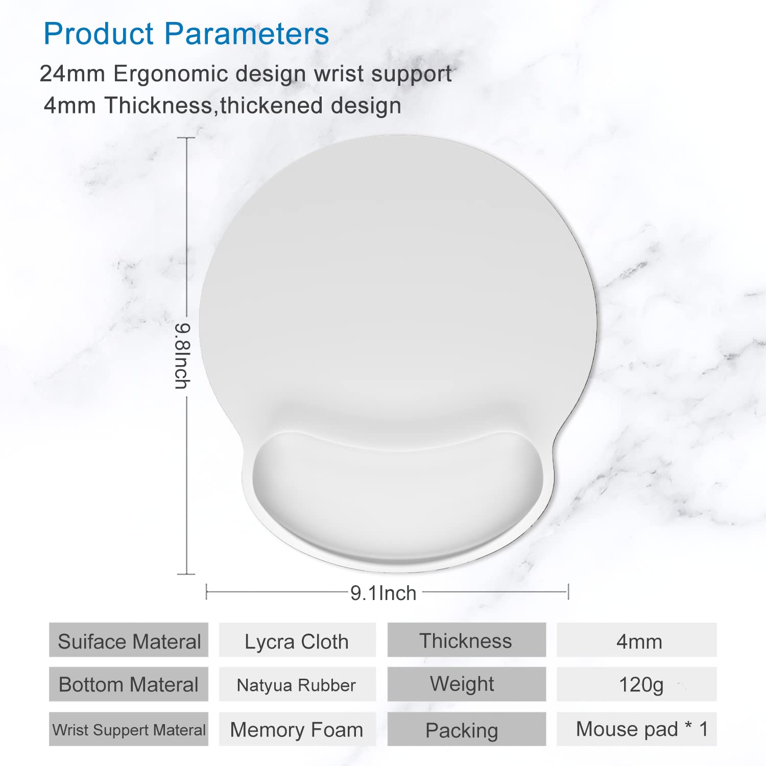 Ergonomic Mouse Pad with Wrist Rest - 2 Pack Non-Slip Rubber Base Mousepad for Office & Gaming - Wireless Mouse Compatible, Cute Desk Decor Accessories (White) - Perfect for Computer Workstations & Home Office Setups