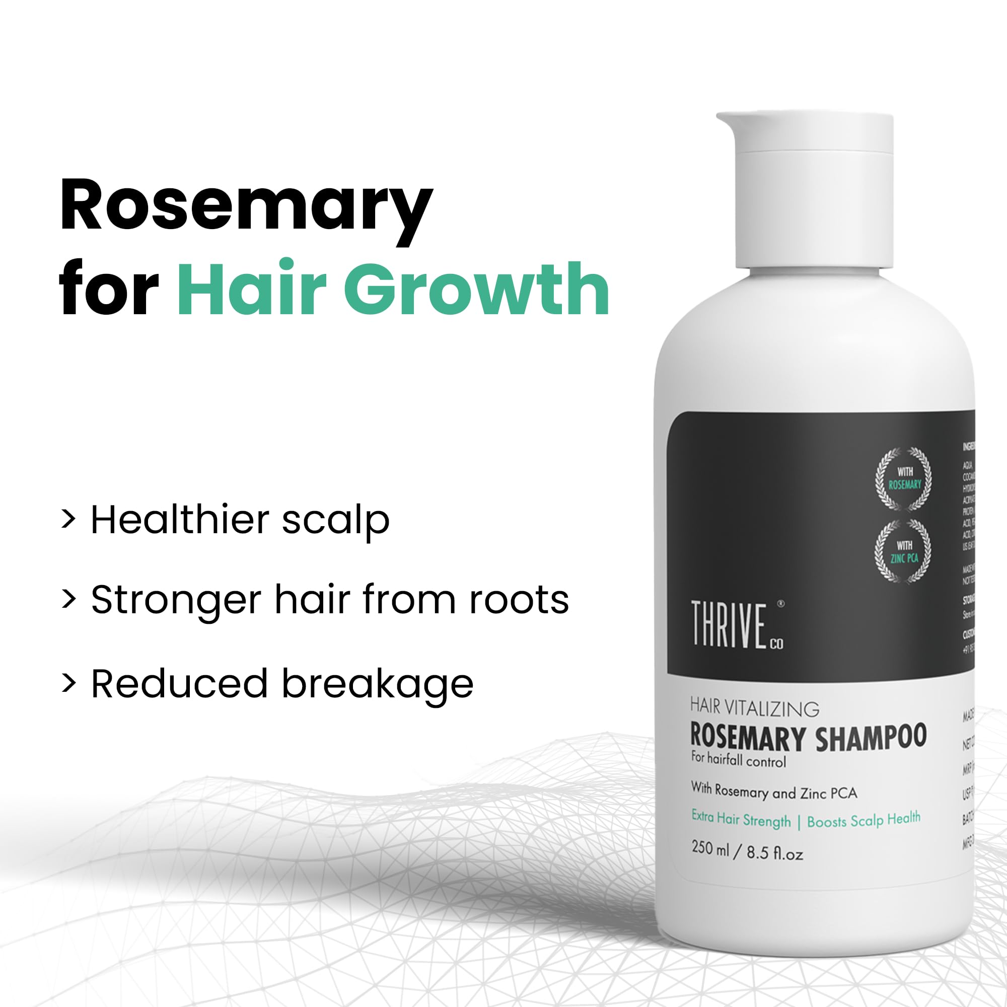 Thriveco Hair Growth Serum & Rosemary Shampoo Set - 50ml Serum + 250ml Shampoo with Caffeine, Castor Oil & Biotin - Natural Hair Loss Treatment for Men & Women - Promotes Thicker, Healthier Hair for Daily Hair Care Routine