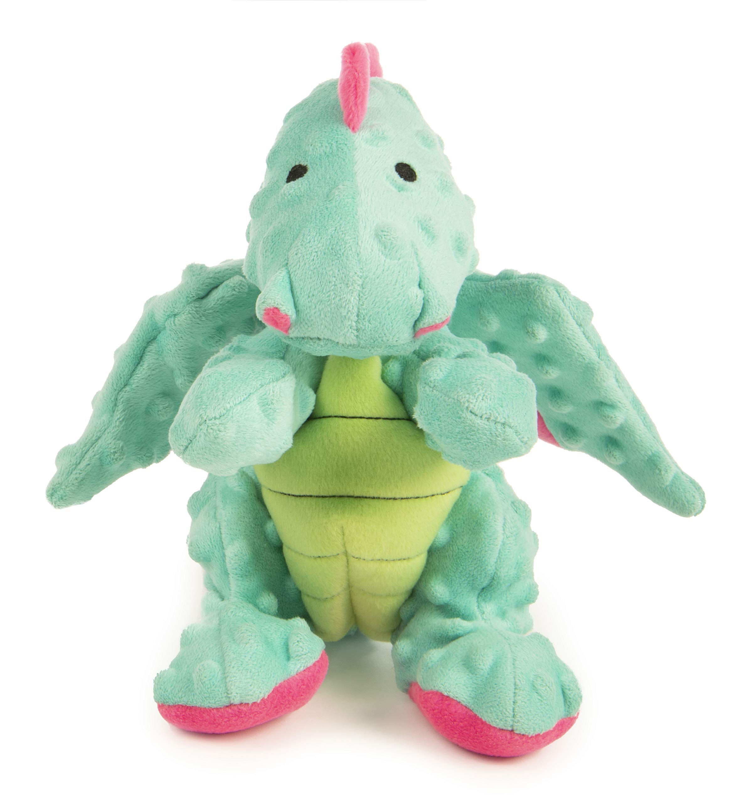 goDog Dragons with Chew Guard Technology - Durable Plush Squeaker Dog Toy for Large Dogs, Seafoam Green - Perfect for Aggressive Chewers, Interactive Play & Training Sessions