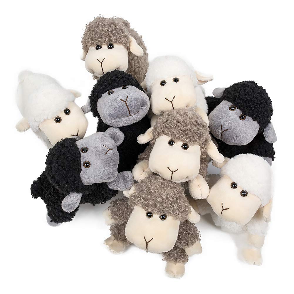 FRANKIEZHOU 3PCS Black Sheep Stuffed Animal Plush Toys - Sitting, Standing, Kneeling Lamb Decorations for Kids, Soft Plushie Gift for Boys & Girls | Nursery Decor, Birthday Present, Cuddly Companion