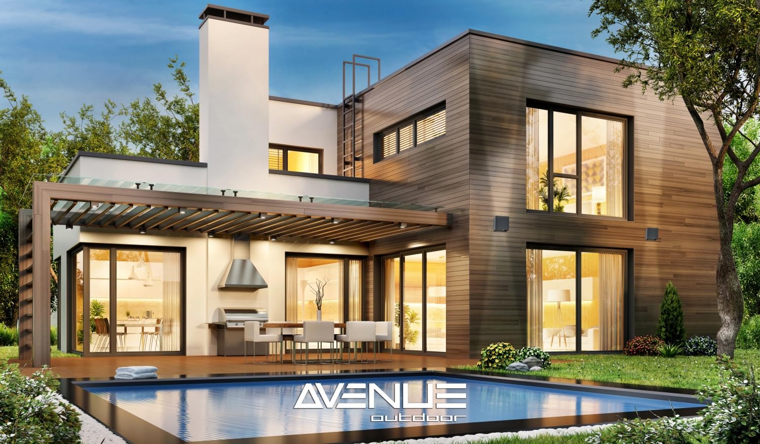 Avenue Collection Outdoor Wall Mount Light Fixture AV9887-BLK - Durable Weatherproof Exterior Sconce for Patio, Garden, and Porch Lighting
