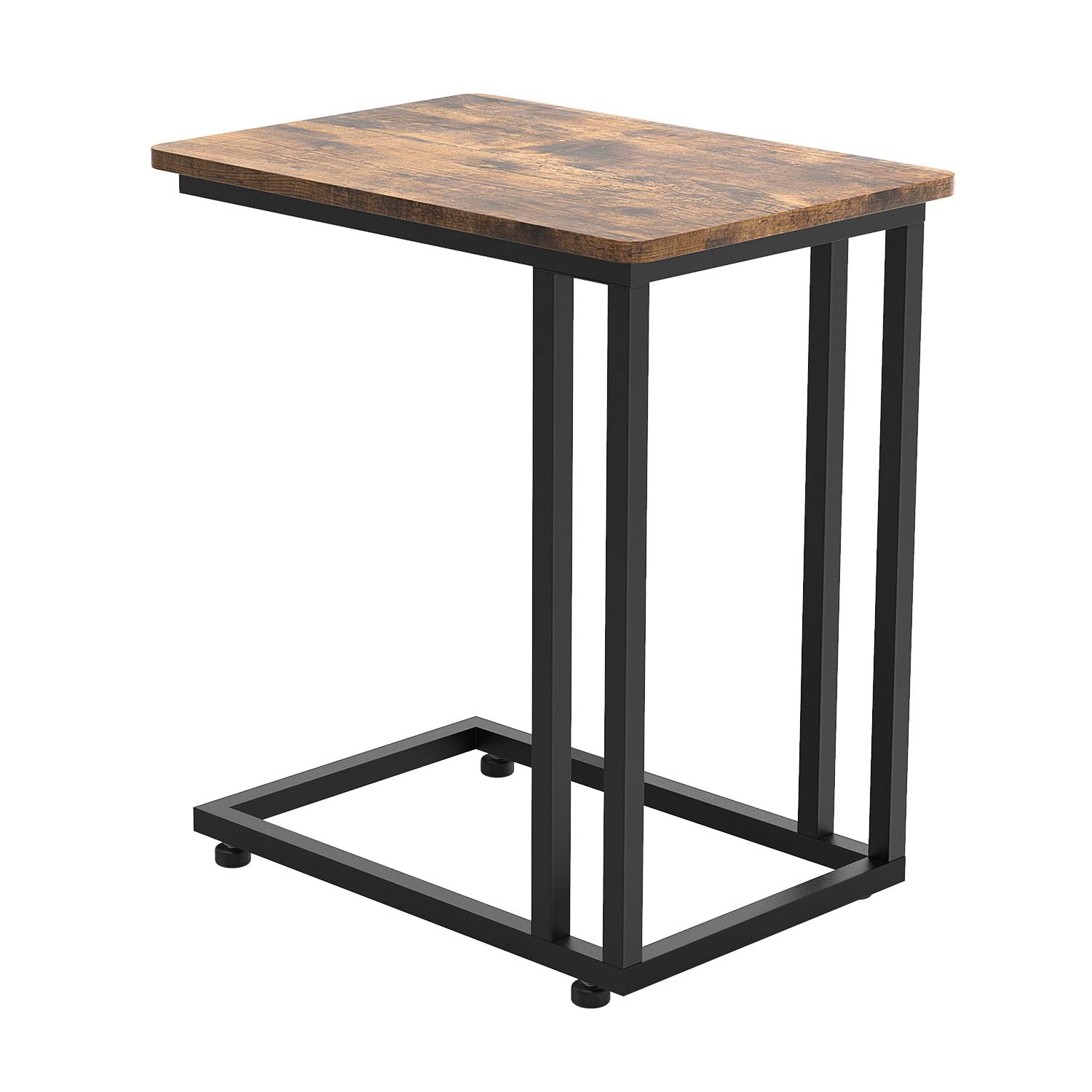 C-Shaped End Table - Modern Side Table for Living Room, Sofa & Bedroom - Brown Wooden Snack Table for Small Spaces | Perfect for TV Snacking, Reading & Coffee