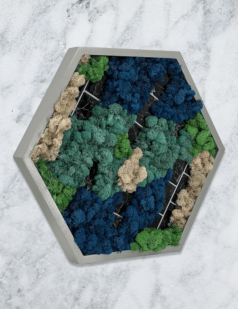 Hexagon Moss Wall Art Panel - Natural Green Plant Decor for Home & Office - Perfect for Living Room, Bedroom, or Indoor Garden Decor