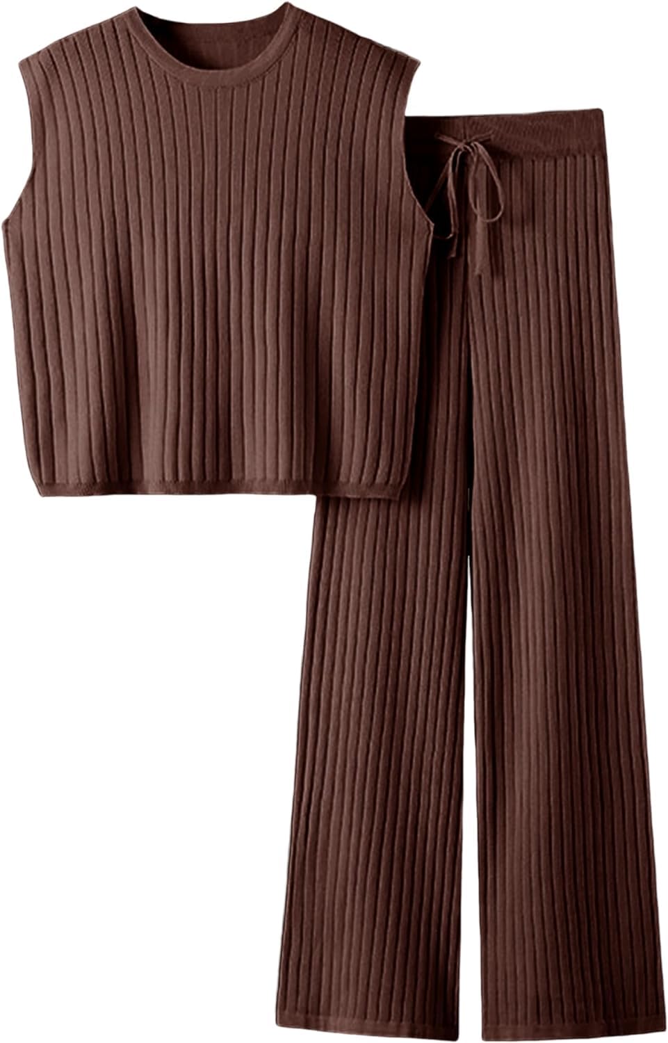 VECVOC Women's Two Piece Outfits - Soft Knit Sweater Pullover & High Waisted Lounge Pants Set | Cozy Matching Tracksuit for Home, Travel & Casual Wear