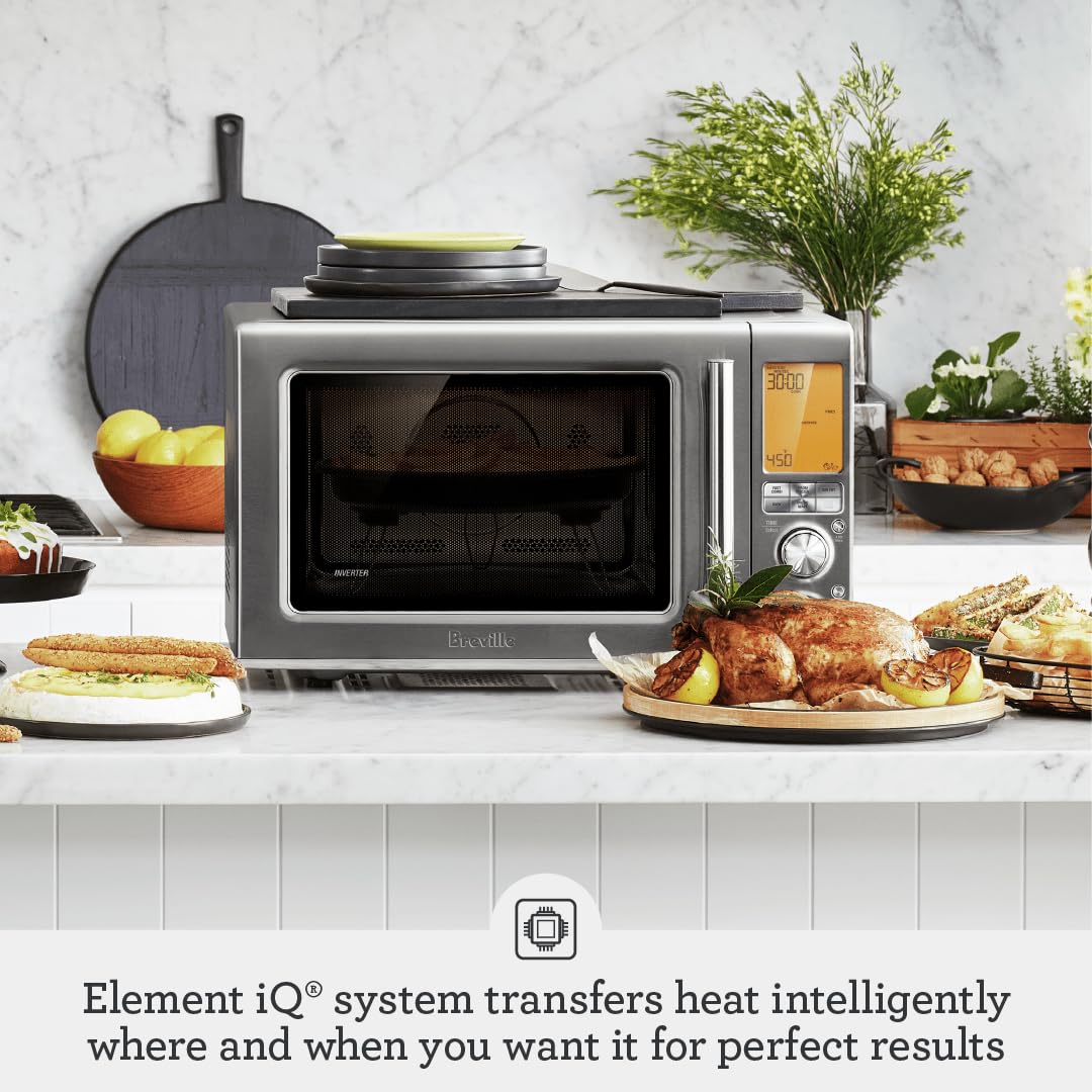 Breville Combi Wave 3-in-1 Microwave Oven BMO870BSS | 1.2 Cu. Ft Countertop Microwave with Grill & Convection | Brushed Stainless Steel | Perfect for Small Kitchens, Dorms & Offices