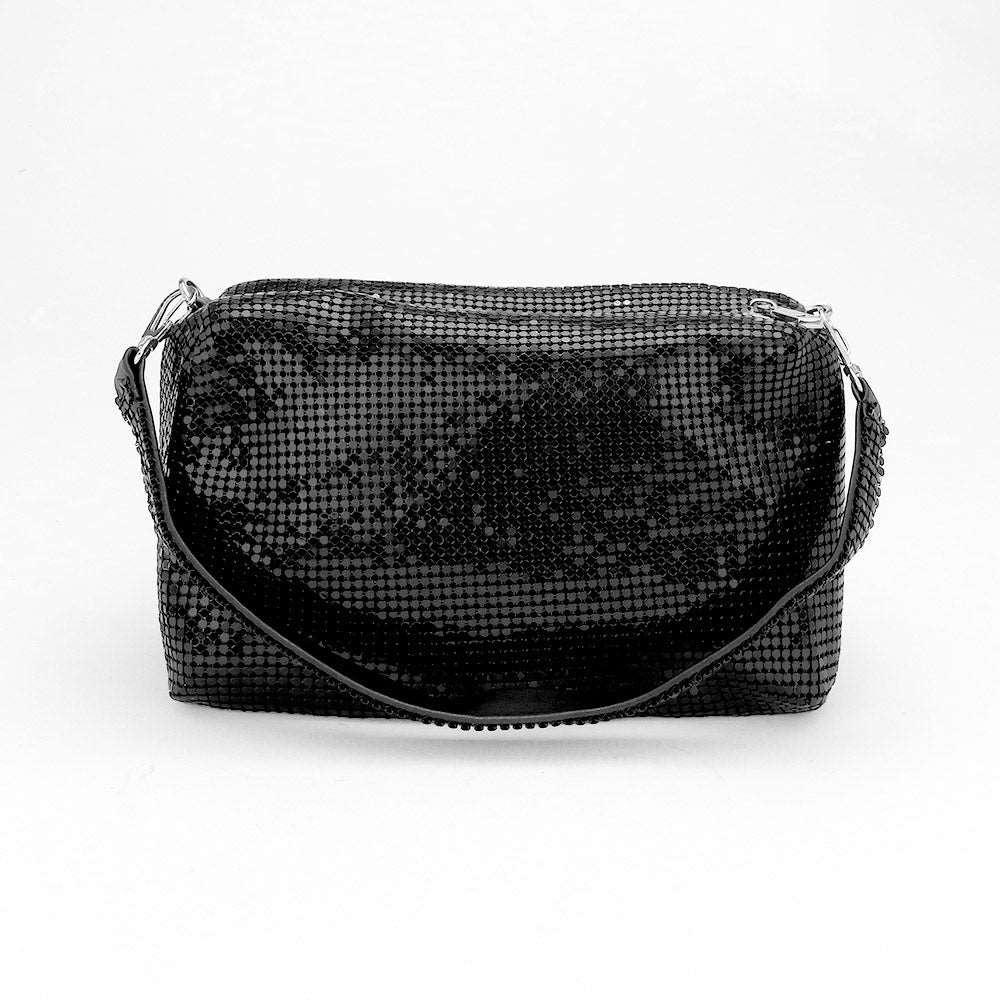 Stylish Black Bling Rectangle Tote Crossbody Bag for Women - Fashionable Shoulder Purse for Work, Travel & Evening Out