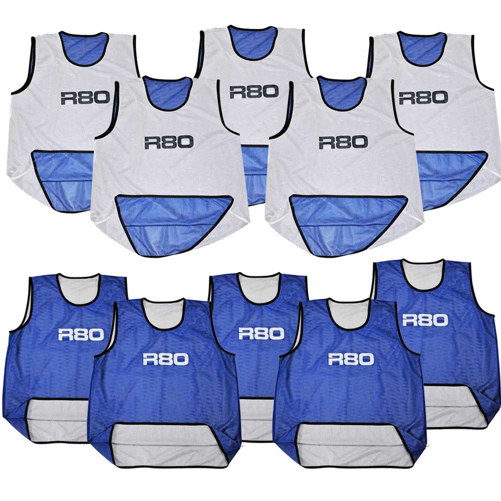 R80 Pro Reversible Training Bibs - Set of 10 for Basketball, Soccer & Volleyball - Moisture-Wicking Sports Shorts for Men & Women - Gym & Workout Essentials