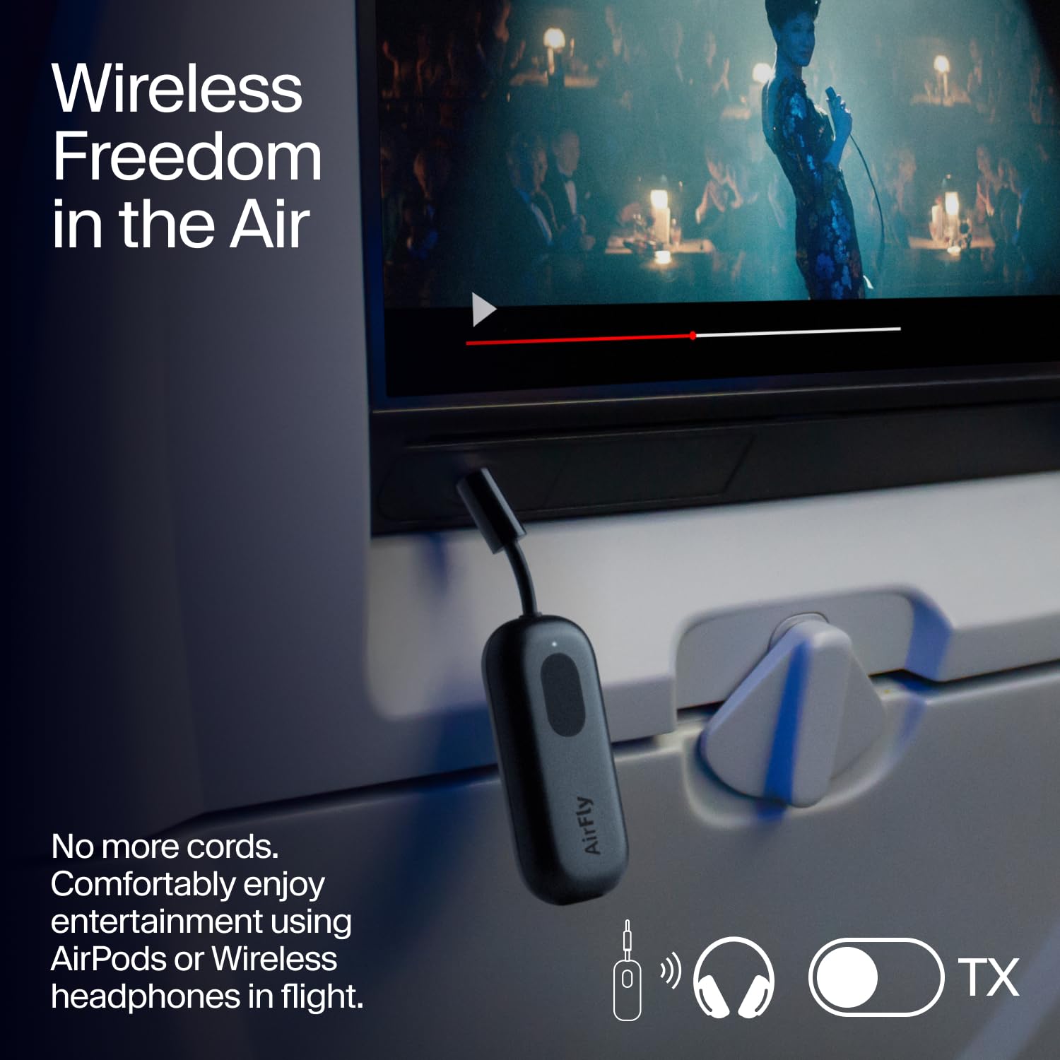 **Twelve South AirFly Pro Bluetooth 5.0 Wireless Audio Transmitter & Receiver – Dual Pairing for 2 AirPods or Wireless Headphones – Compatible with 3.5mm Audio Jack – Black – Perfect for Travel, Gym & In-Flight Entertainment**