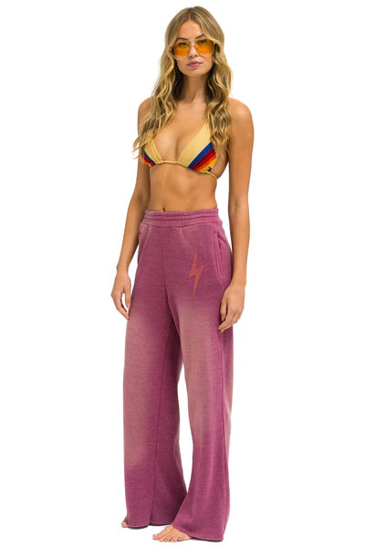 Aviator Nation Bolt Stitch Wide Leg Pocket Sweatpants in Faded Berry | Comfortable Lounge Pants for Women | Perfect for Yoga, Running Errands & Casual Wear