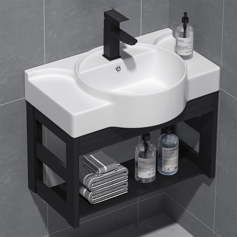 Modern Corner Vessel Sink with Bathroom Vanity Cabinet - Space Saving Bathroom Sink Combo for Small Spaces, Hand Wash Basin with Storage (Color: A-2) - Perfect for Compact Bathrooms, Powder Rooms & Apartment Living