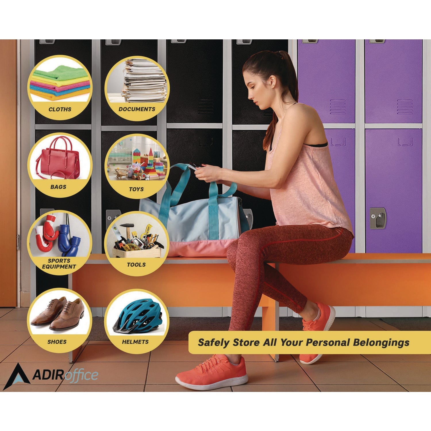 AdirOffice 2-Compartment Steel Storage Locker - 12