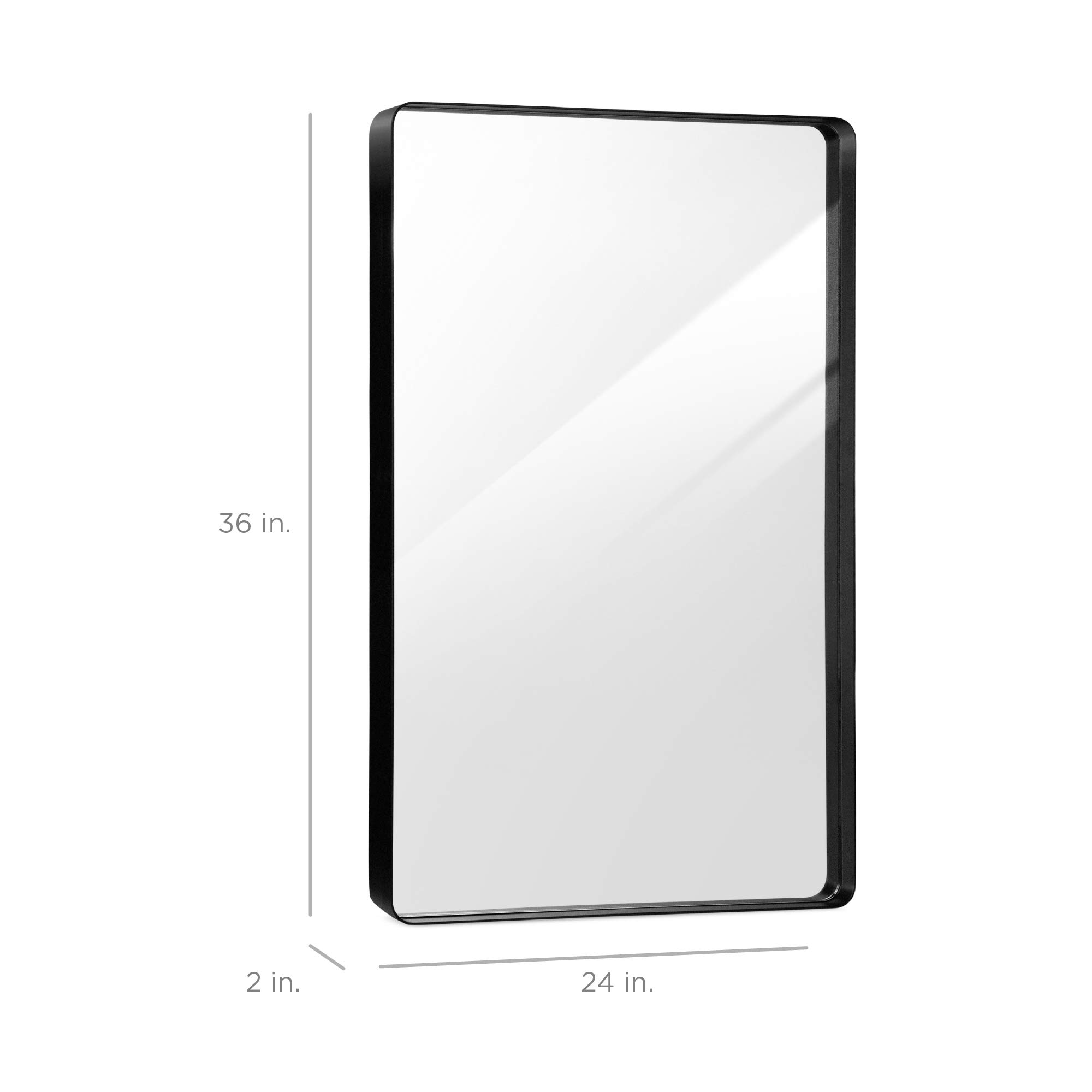 Best Choice Products 24x36 Inch Black Matte Metal Frame Wall Mirror - Rounded Rectangle Bathroom Vanity Mirror with Horizontal/Vertical Hanging Options - Perfect for Bathroom Decor, Bedroom, Dressing Room & Entryway