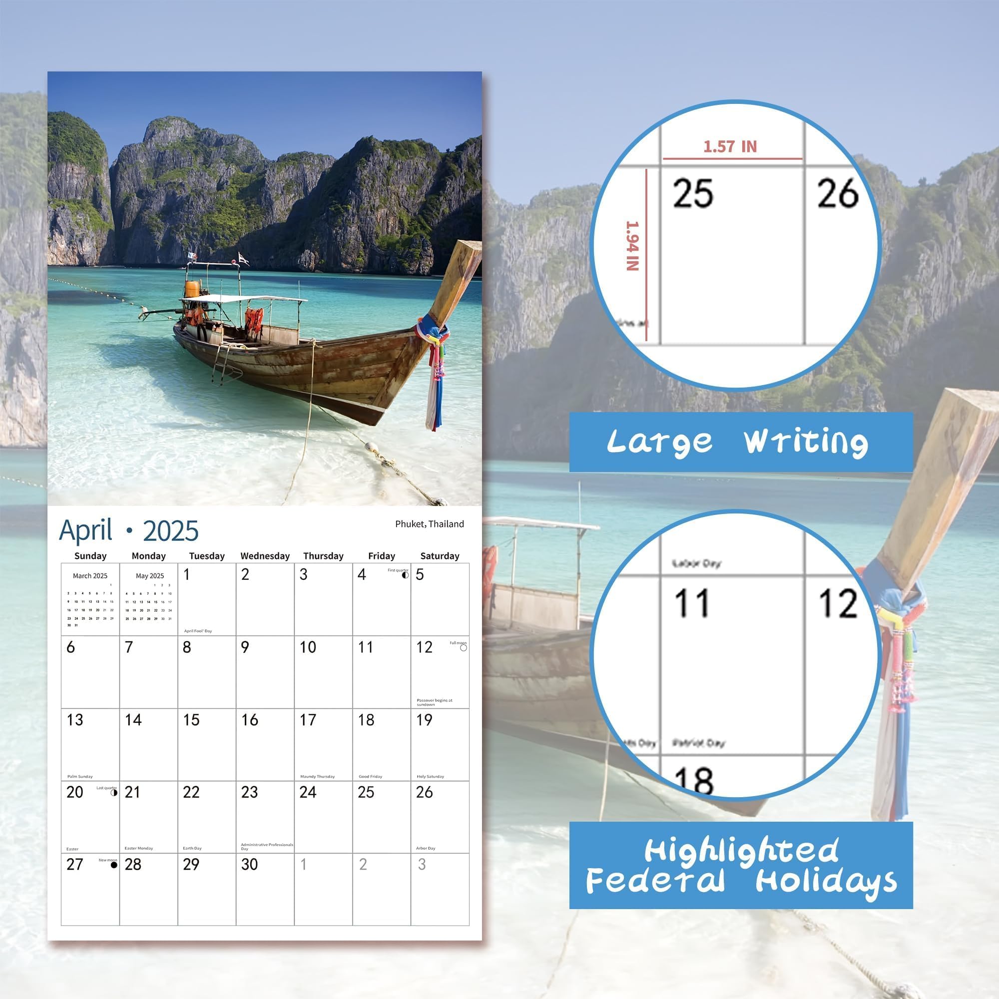 2025-2026 Wall Calendar with Beach Theme | 12