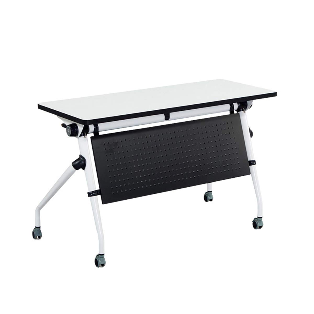 Foldable Conference Training Table Desk - Home Office Flipper Table with Casters, Nesting Folding Desk, Easy to Move, Rectangular (27.5