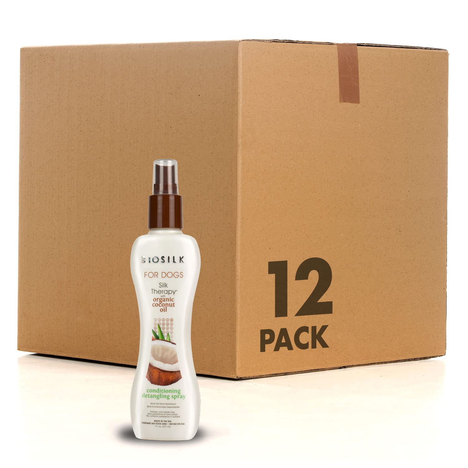 **BioSilk for Dogs Silk Therapy Shampoo with Coconut Oil – Natural Conditioning & Detangling Spray for Pets – 12 Pack | Gentle Cleansing for Soft, Shiny Fur – Perfect for Bath Time & Grooming**