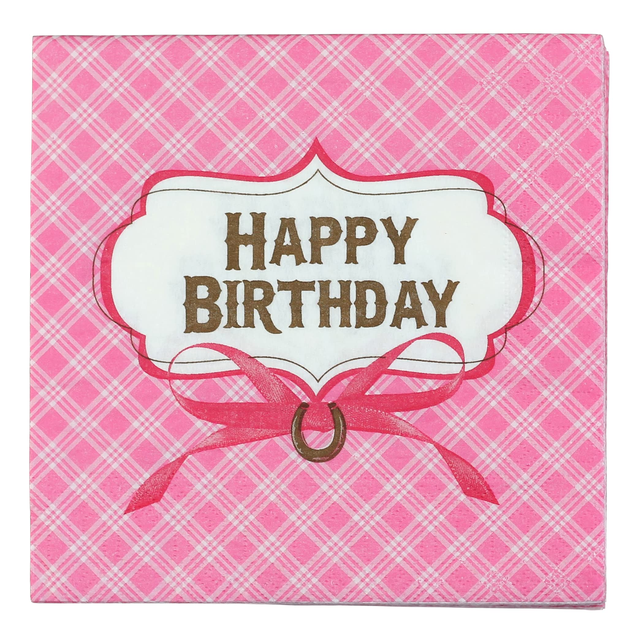 Premium Iconikal Dinner Party Paper Napkins - Happy Birthday Horseshoe Design - 48 Count Pack - Perfect for Birthday Parties, Weddings & Special Events