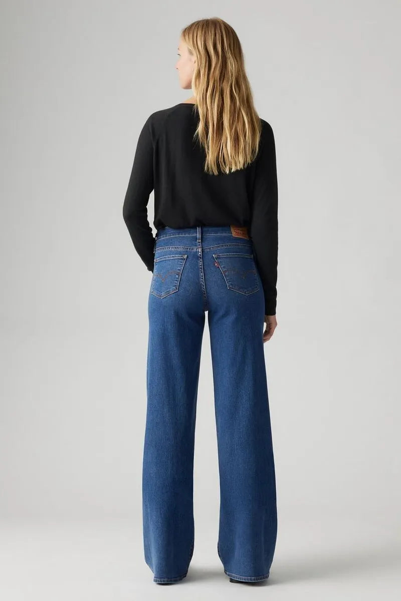 Levi's Women's Wide Leg Jeans - Clever Girl Medio Oscuro Denim Pants for Casual Wear & Everyday Style