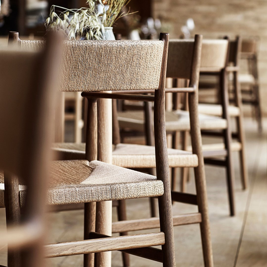 Arv Dining Armchair with Paper Cord Seat - Modern Woven Rattan Chair for Dining Room, Kitchen, or Patio - Comfortable & Stylish Seating Solution