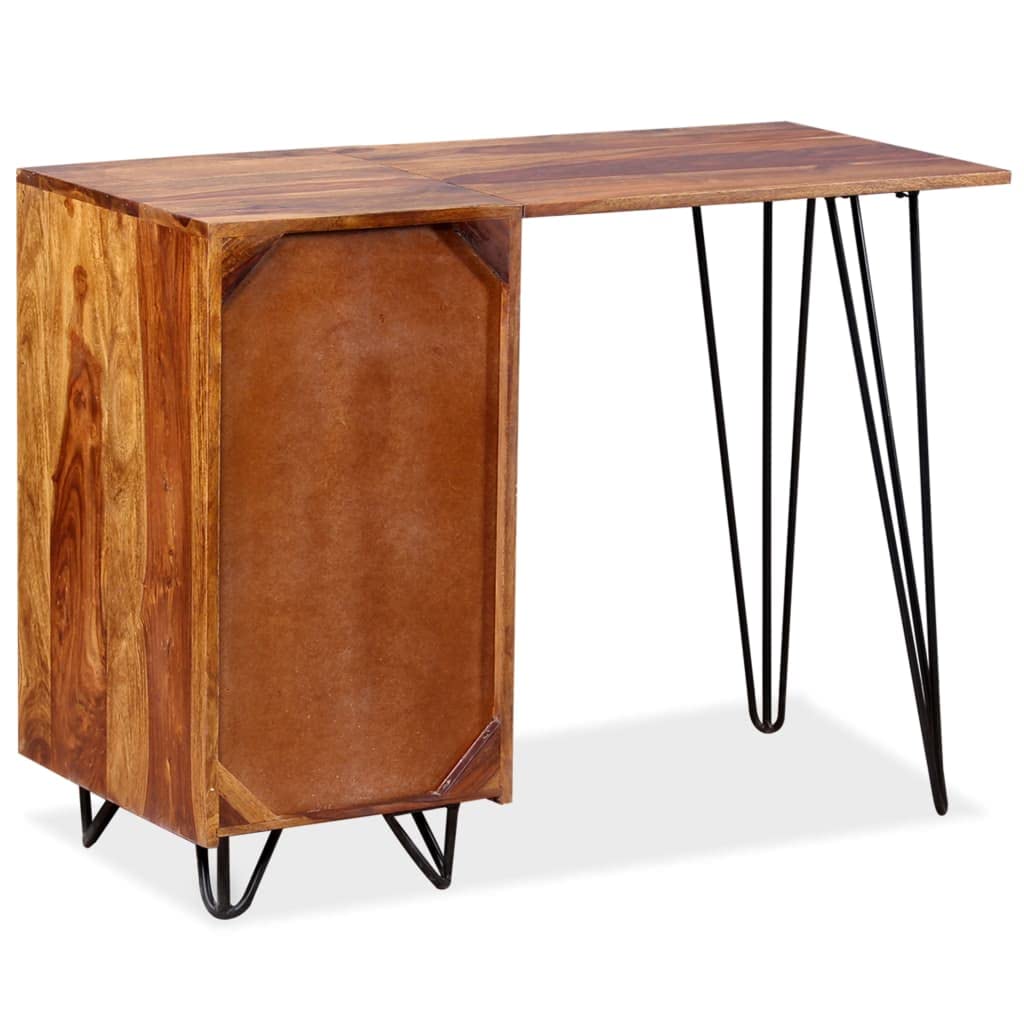 Premium FAMIROSA Writing Desk with 1 Drawer & Cabinet - Solid Sheesham Wood Home Office Furniture for Study, Work & Small Spaces