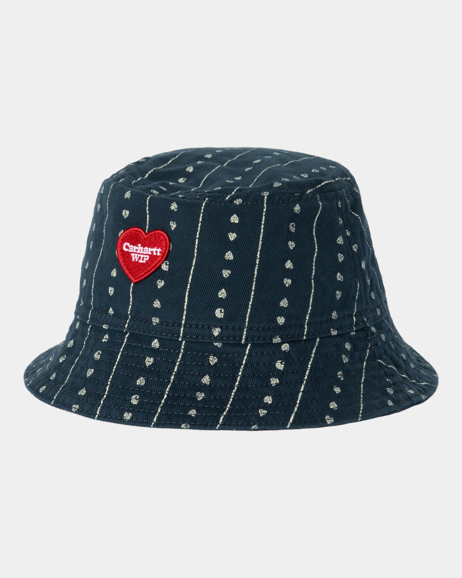 Drewe Bucket Hat for Women & Men - Ink & Natural Heart C Pinstripe Design - Sun Protection Summer Beach Hat for Outdoor Activities, Travel, and Fashion Accessories