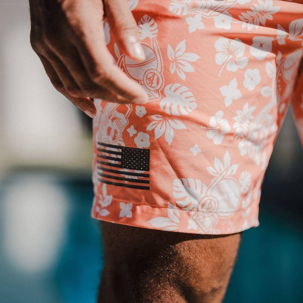 Grunt Trunks Tropical Death Swim Trunks - Quick Dry Men's Beach Shorts for Swimming, Surfing & Summer Vacation - Perfect for Pool, Beach & Outdoor Activities