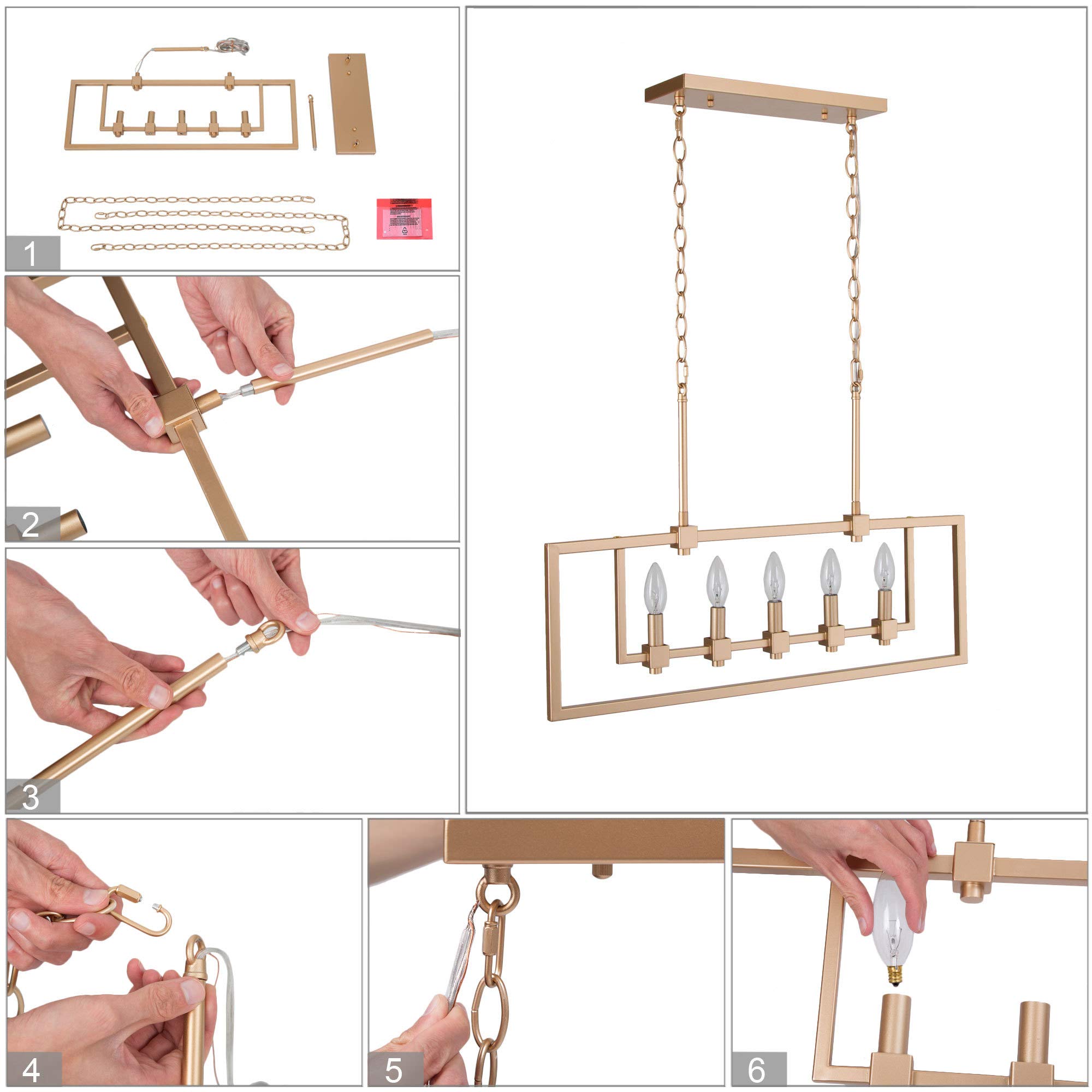 Modern 5-Light Gold Chandelier - 28