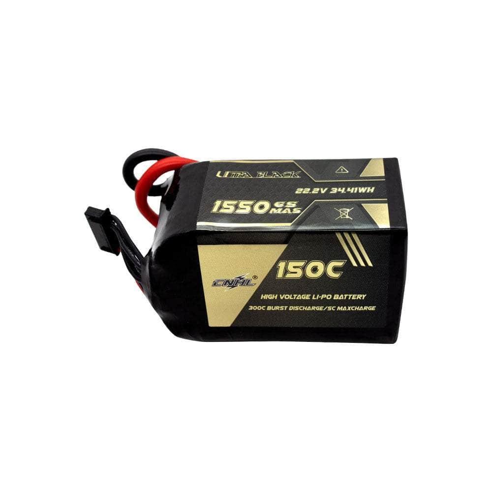 CNHL Ultra Black Series 22.2V 6S 1550mAh 150C LiPo Battery with XT60 Connector - High Performance RC Drone & Airplane Battery for FPV Racing and Long Flight Time