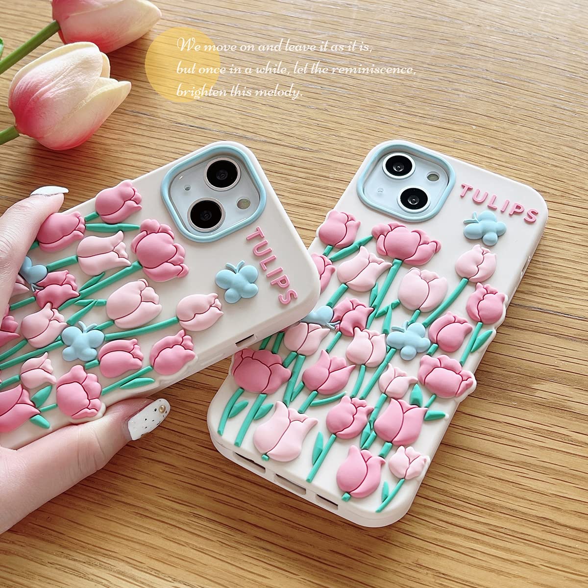 3D Tulip Flower Butterfly Cute Soft Silicone Shockproof iPhone 11 Pro Max Case with Lanyard - Kawaii Cartoon Phone Cover for Women, Perfect for Daily Use, Travel & Gift Giving