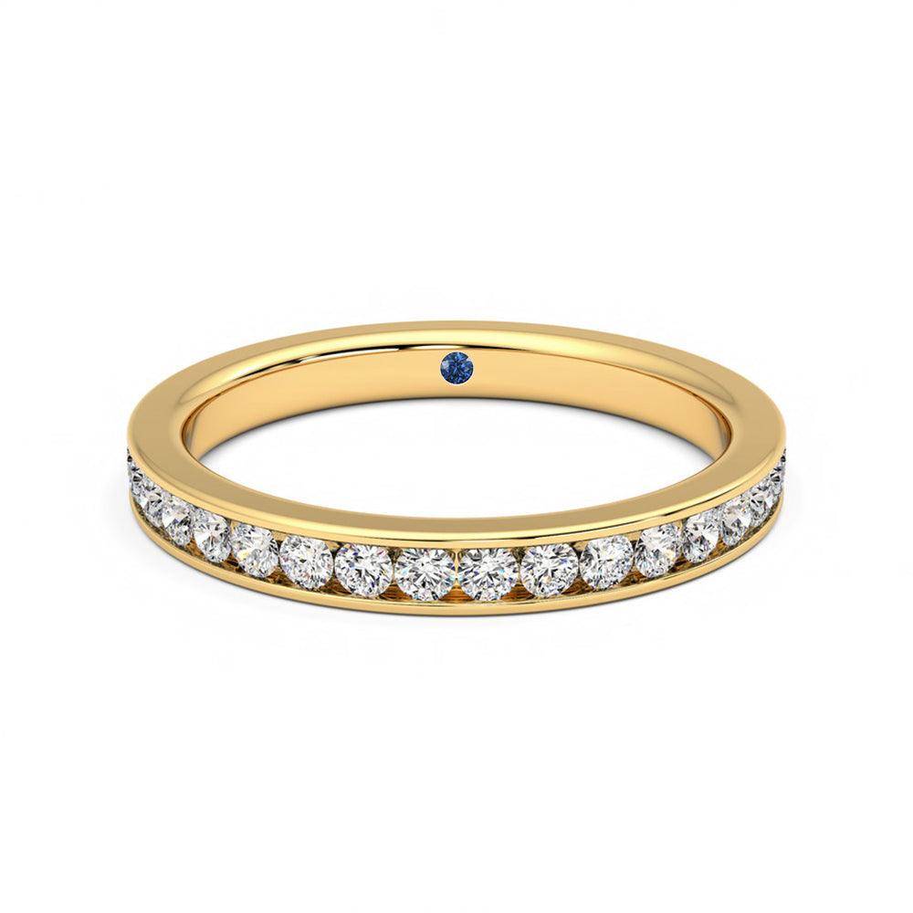 Half Eternity Channel Set Moissanite Wedding Band - Anniversary Ring with Stone Accent - Perfect for Engagement, Wedding & Special Occasions