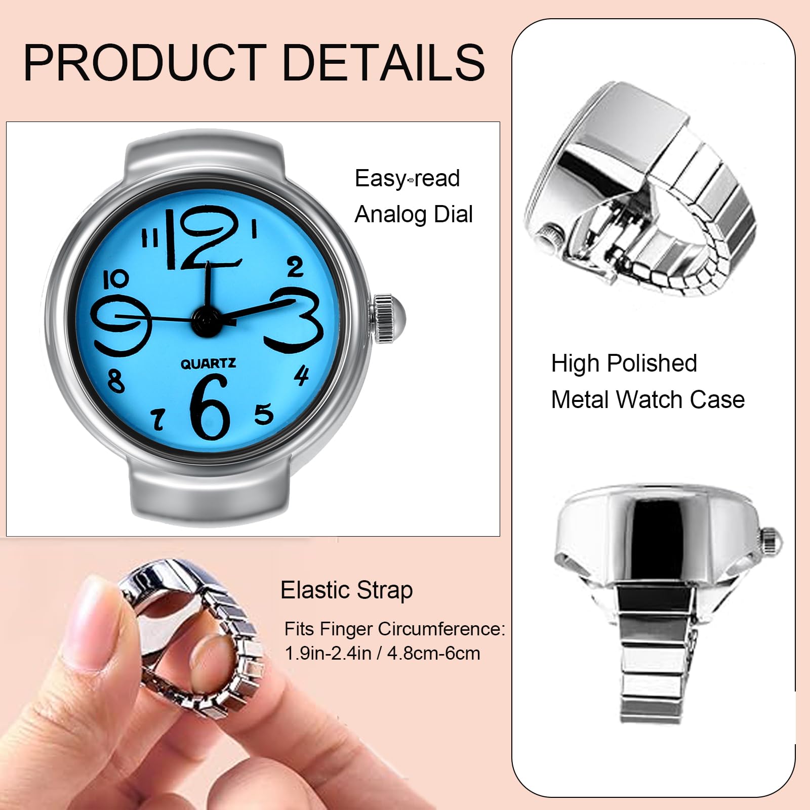 Stylish Unisex Elastic Finger Ring Watch - Round Quartz Timepiece for Men & Women - Perfect for Casual Wear, Parties, and Unique Fashion Accessories