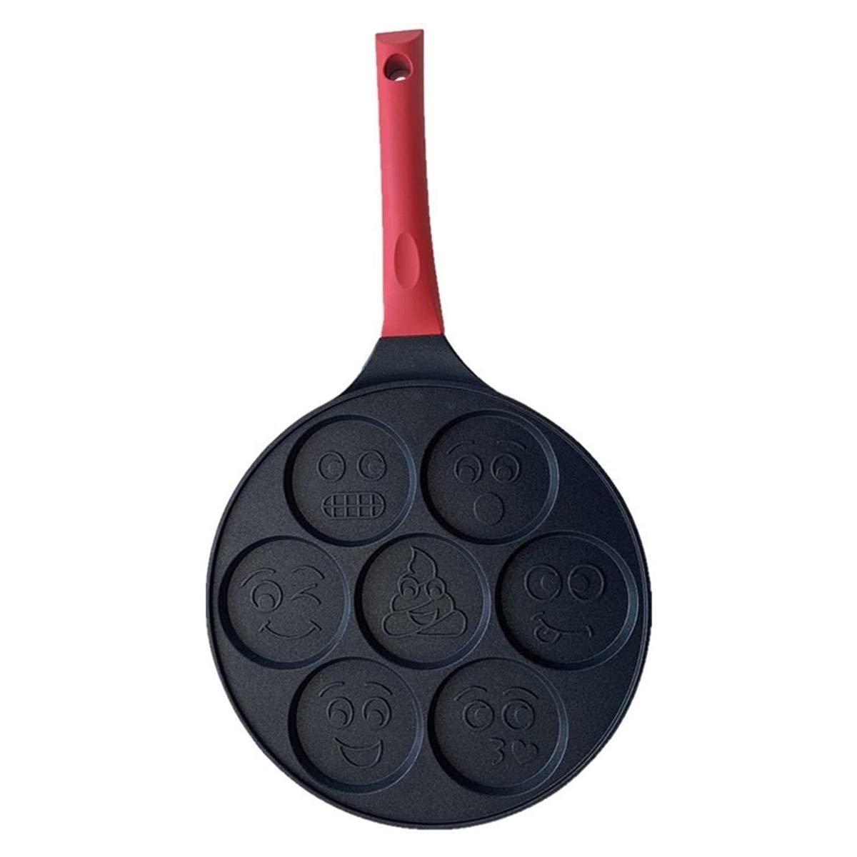 **Professional 7-Hole Smiley Face Pancake Pan - Non-Stick Aluminum Alloy Crepe, Omelet & Pizza Maker - Perfect for Breakfast, Kids' Meals & Party Cooking (Smiley Face)**