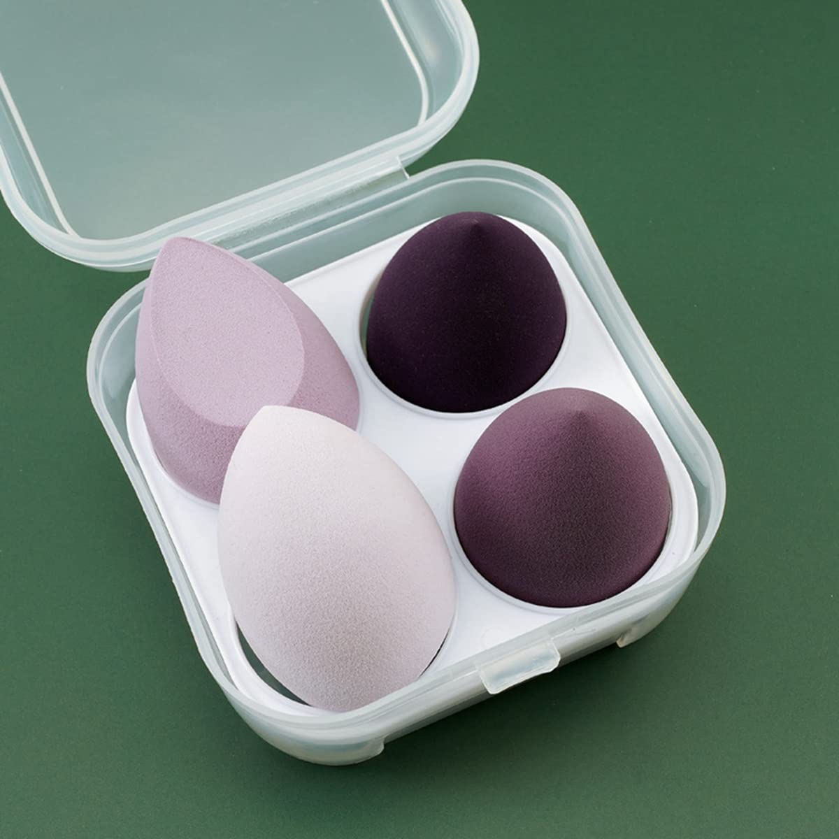 Premium 4-Piece Makeup Sponge Set - Soft Beauty Blender for Dry & Wet Application, Easy Clean Foundation Sponge with Storage Box (4 Colors) - Perfect for Flawless Makeup, Contouring & Blending